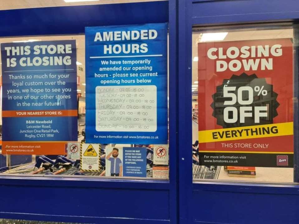 B&M closing down