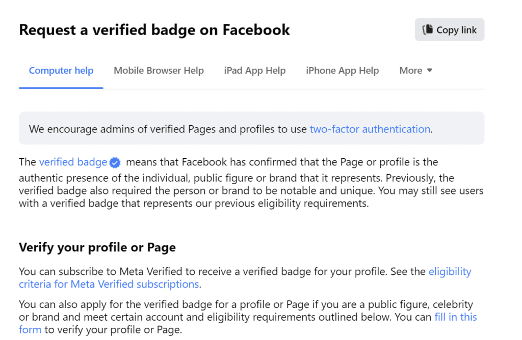 Facebook verified